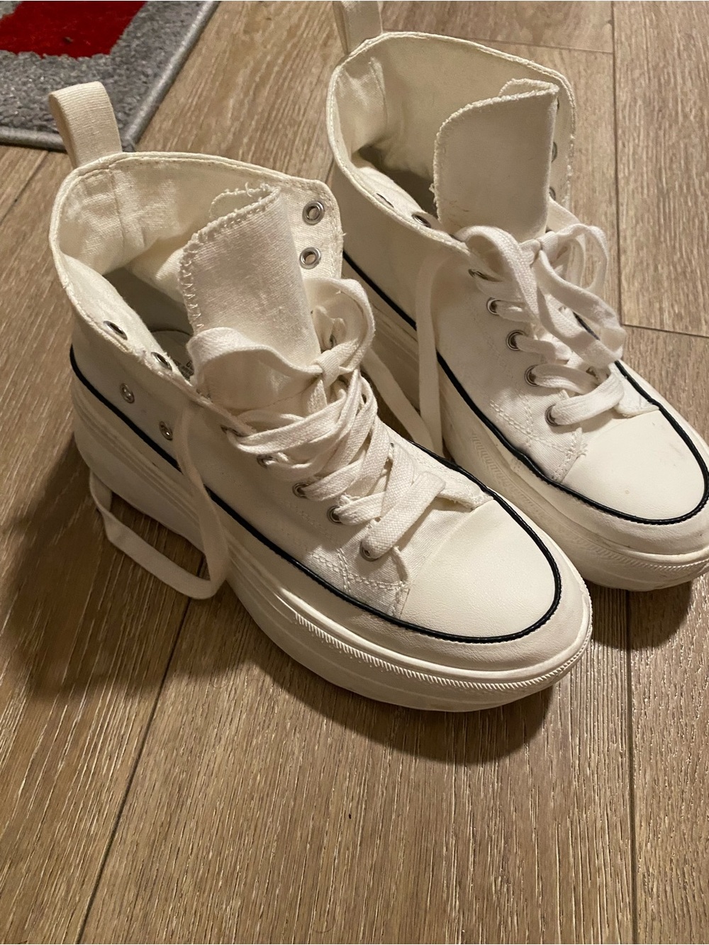 Madden Girl White Platform High-Top Canvas Sneakers
